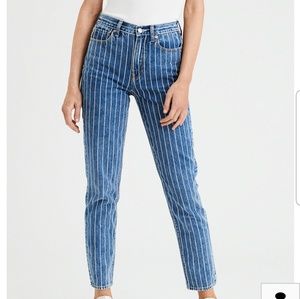 American Eagle Striped Mom Jeans
